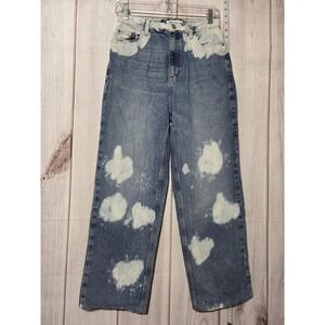 Pacsun Jeans Womens 28 Blue 90s Boyfriend High Rise Bleach Spot Straight‎ Leg